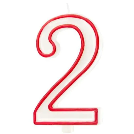 Świeczka 2, 12cm, czerwony kontur