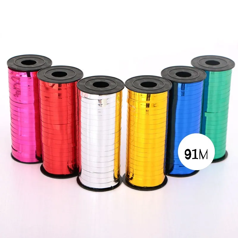 Wstążka do balonów metaliczna różowa tasiemka 91m Wstążka do balonów metaliczna różowa tasiemka 91m