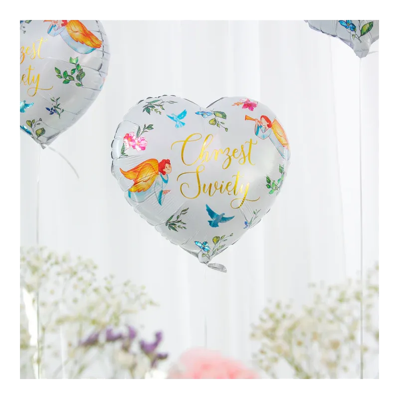 Balon foliowy serce Chrzest Anioły 45cm