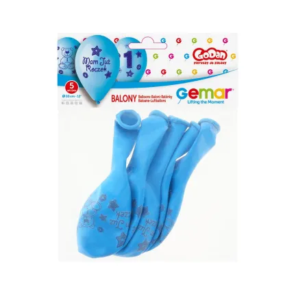Balony Premium Moje 1 urodziny ( niebieski), 12 cali 5 szt.