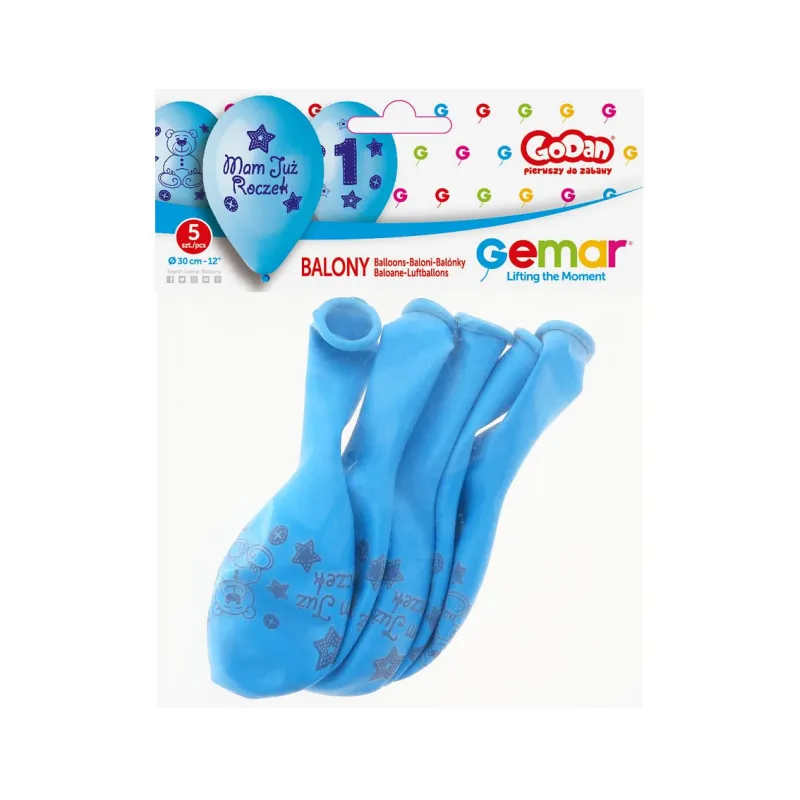 Balony Premium Moje 1 urodziny ( niebieski), 12 cali 5 szt.