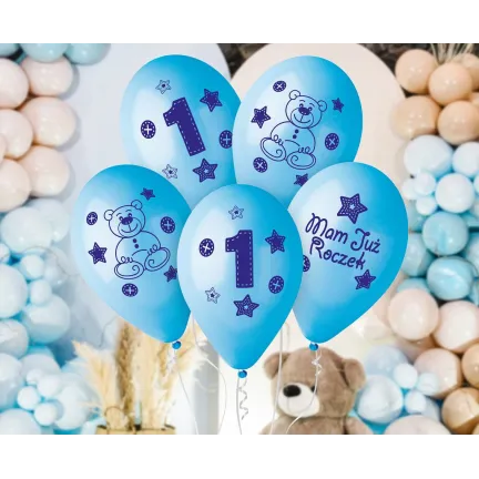 Balony Premium Moje 1 urodziny ( niebieski), 12 cali 5 szt.