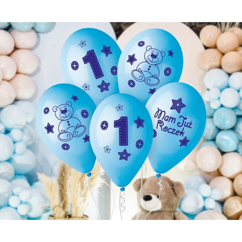 Balony Premium Moje 1 urodziny ( niebieski), 12 cali 5 szt.
