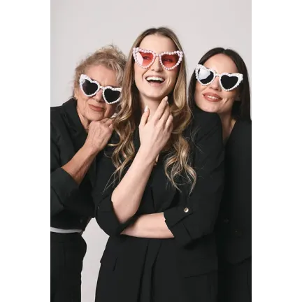 Okulary Serduszka z perłami, różowe