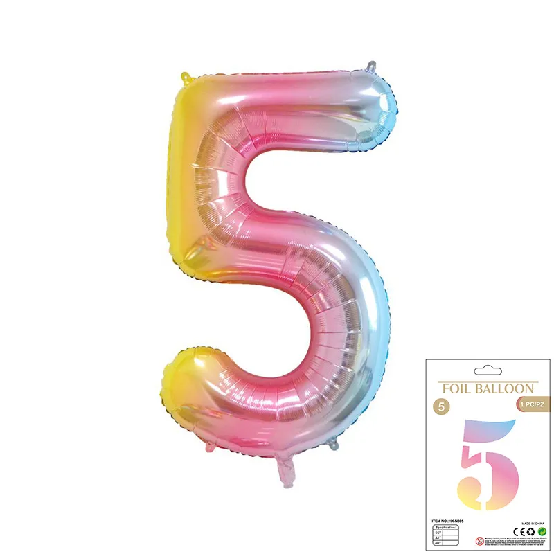 Balon Foliowy Tęczowy "5" 1m