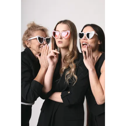 Okulary Serduszka z perłami, biały