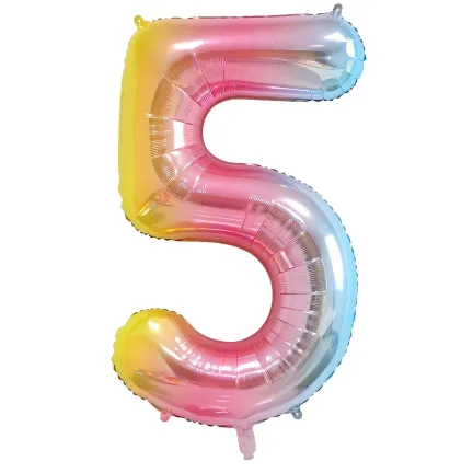 Balon Foliowy Tęczowy "5" 1m
